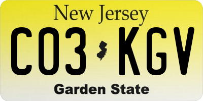 NJ license plate C03KGV