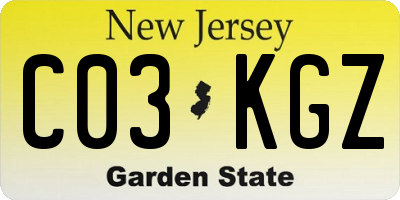 NJ license plate C03KGZ