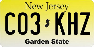 NJ license plate C03KHZ