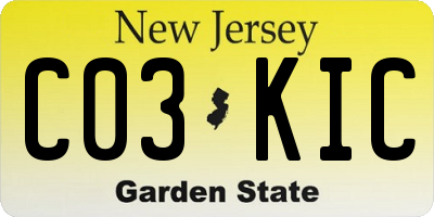 NJ license plate C03KIC