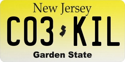 NJ license plate C03KIL