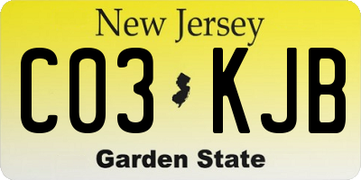NJ license plate C03KJB