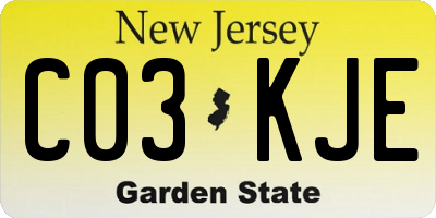 NJ license plate C03KJE