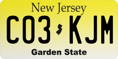 NJ license plate C03KJM