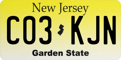 NJ license plate C03KJN