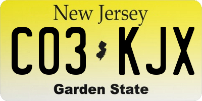NJ license plate C03KJX