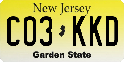 NJ license plate C03KKD