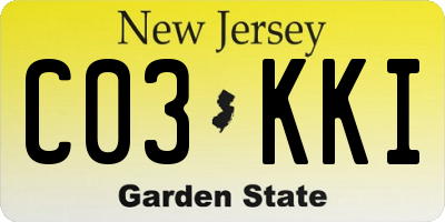 NJ license plate C03KKI