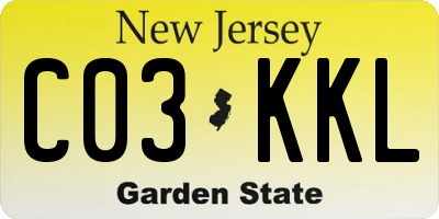 NJ license plate C03KKL