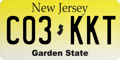 NJ license plate C03KKT