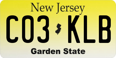 NJ license plate C03KLB