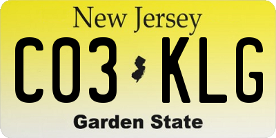 NJ license plate C03KLG