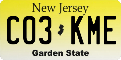 NJ license plate C03KME