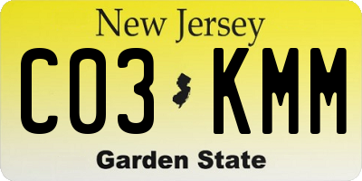 NJ license plate C03KMM