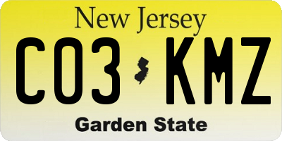 NJ license plate C03KMZ