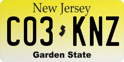 NJ license plate C03KNZ