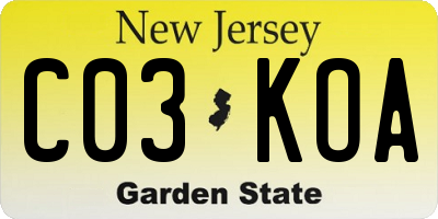 NJ license plate C03KOA