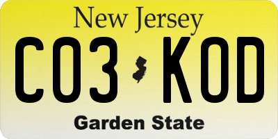 NJ license plate C03KOD