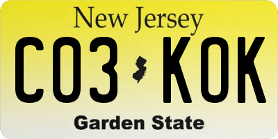 NJ license plate C03KOK