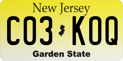 NJ license plate C03KOQ