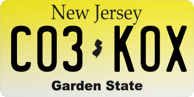 NJ license plate C03KOX