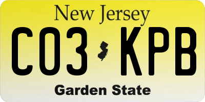 NJ license plate C03KPB