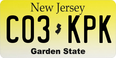 NJ license plate C03KPK