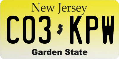 NJ license plate C03KPW