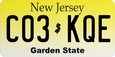 NJ license plate C03KQE