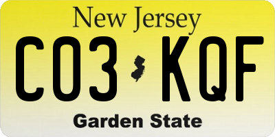NJ license plate C03KQF
