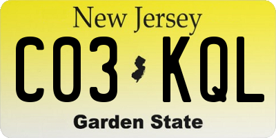 NJ license plate C03KQL
