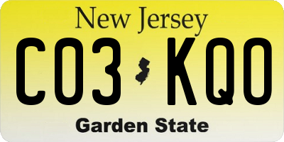 NJ license plate C03KQO