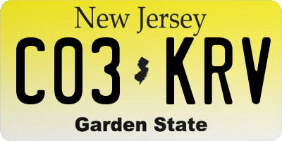 NJ license plate C03KRV