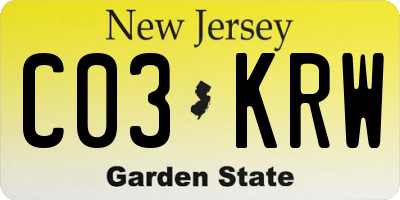 NJ license plate C03KRW