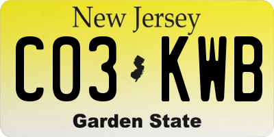 NJ license plate C03KWB