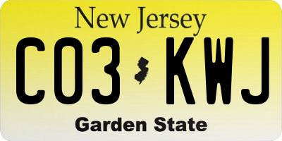 NJ license plate C03KWJ