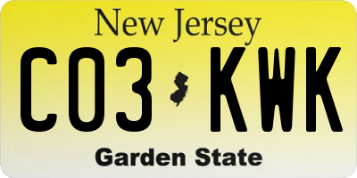 NJ license plate C03KWK