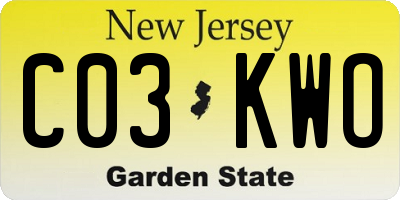 NJ license plate C03KWO