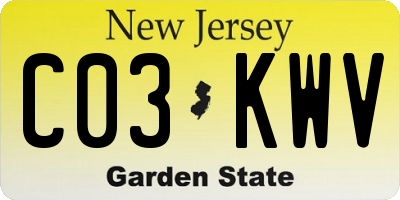 NJ license plate C03KWV