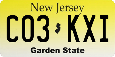 NJ license plate C03KXI