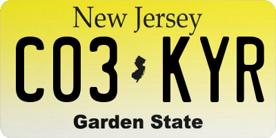 NJ license plate C03KYR