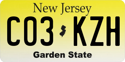 NJ license plate C03KZH