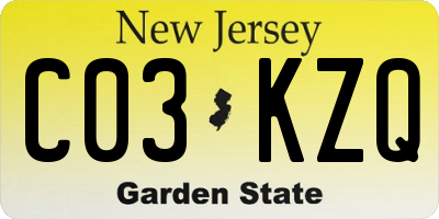 NJ license plate C03KZQ