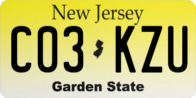 NJ license plate C03KZU