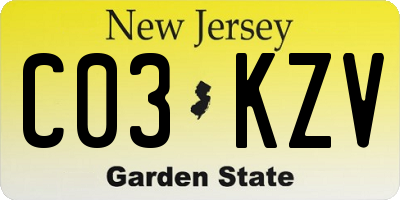NJ license plate C03KZV