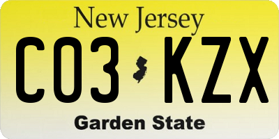 NJ license plate C03KZX