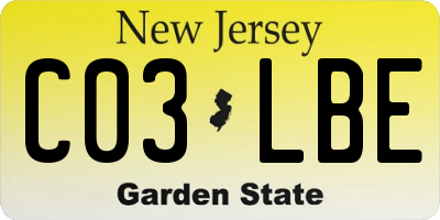 NJ license plate C03LBE