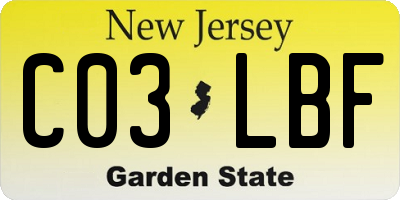 NJ license plate C03LBF
