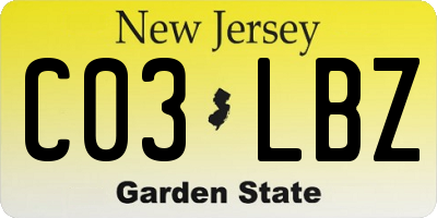 NJ license plate C03LBZ