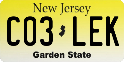 NJ license plate C03LEK